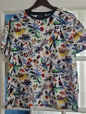 Polo by Ralph Lauren White Multicolor Tropical Print Short-Sleeve Shirt